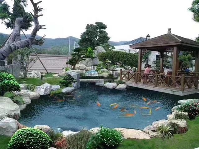 金山庭院鱼池假山设计